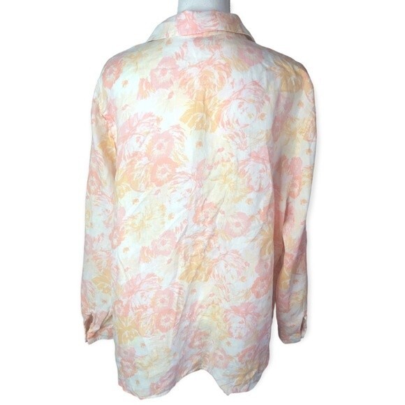 J. Jill Pastel Floral Linen Long Sleeve Button Down Shirt - Picture 3 of 5